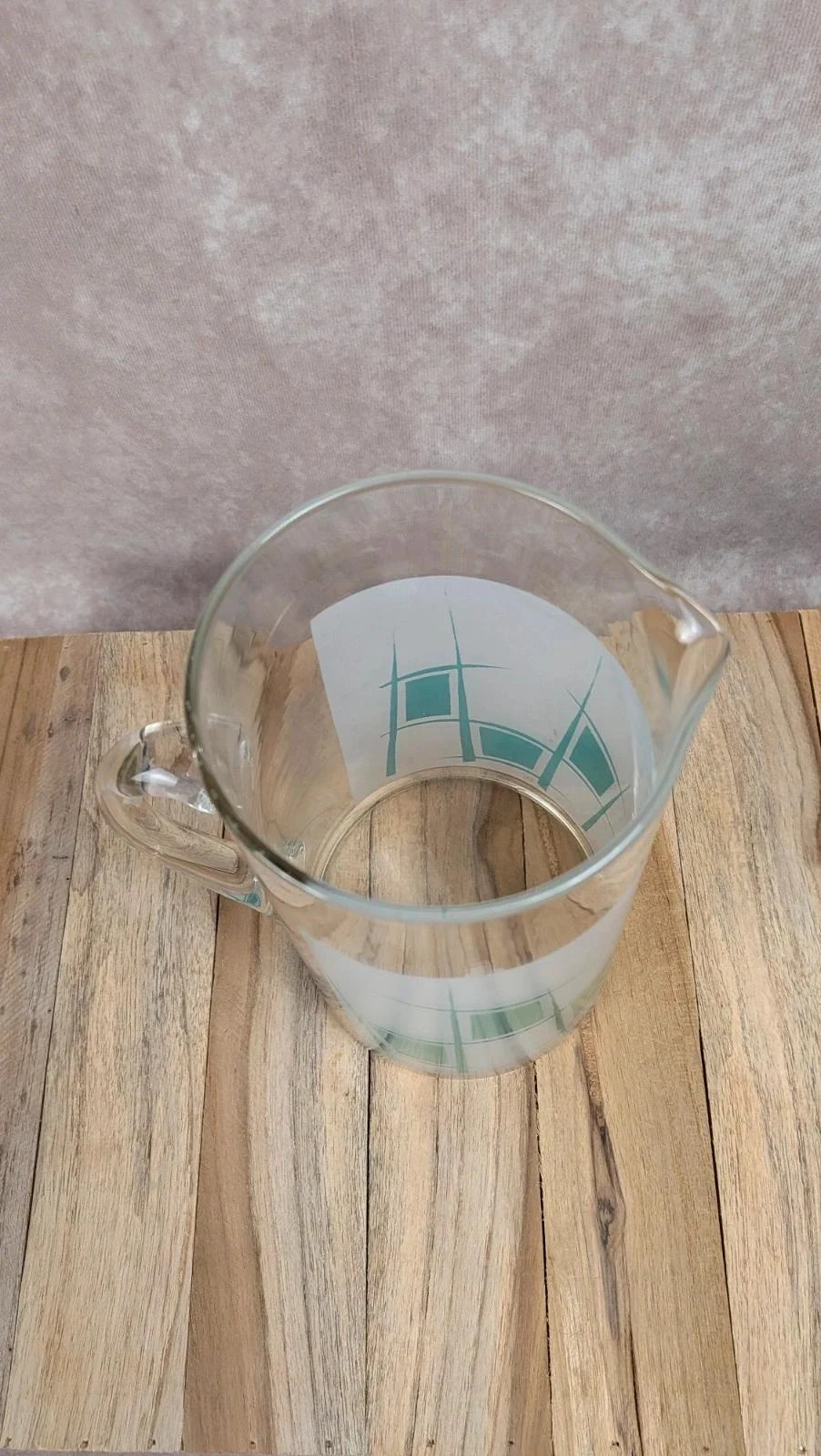 Vintage 50s glass jug – geometric decor – photo 2